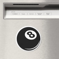 Black eight ball fridge magnet for pool player