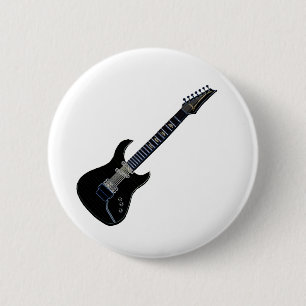 Black Electric Guitar 2 Inch Round Button