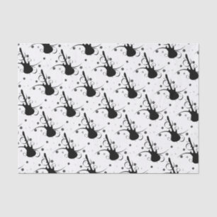 Black Electric Guitar with Floral Pattern Tissue Paper