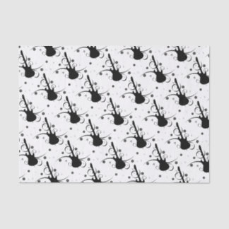 Black Electric Guitar with Floral Pattern Tissue Paper