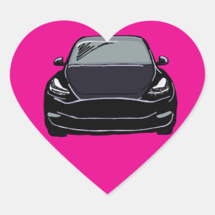 Black Electric Vehicle SUV Car Drawing Heart Sticker