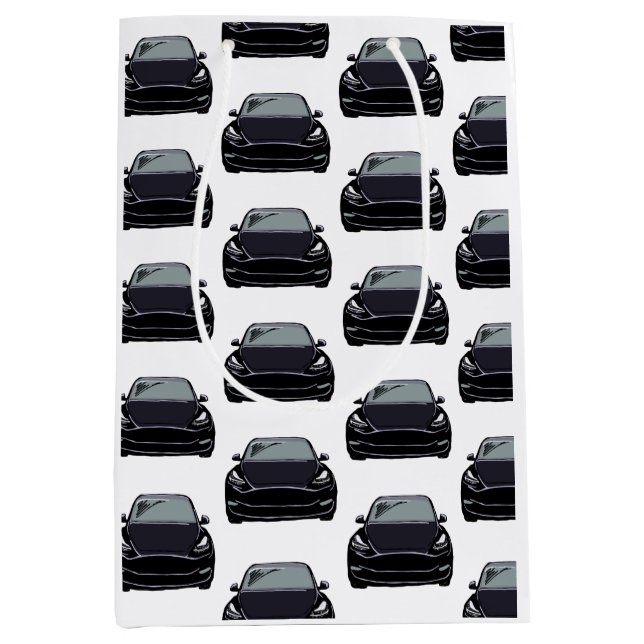 Black Electric Vehicle SUV Car Medium Gift Bag (Front)