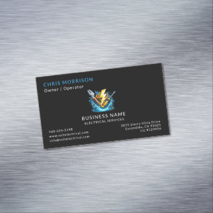 Black Electrician Services Professional Magnetic Business Card