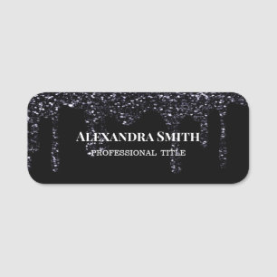 Black elegance drips name tag