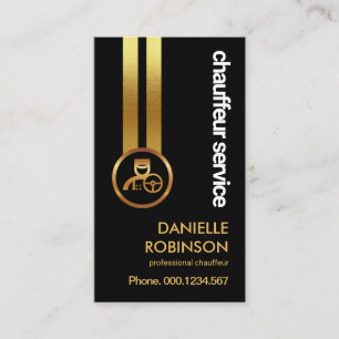 Black Elegance Striking Gold Lines Chauffeur Business Card