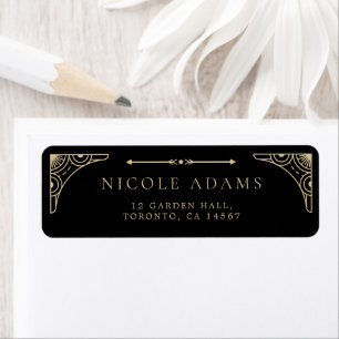 Black Elegant Art Déco Gold Retro Adresse Mariage
