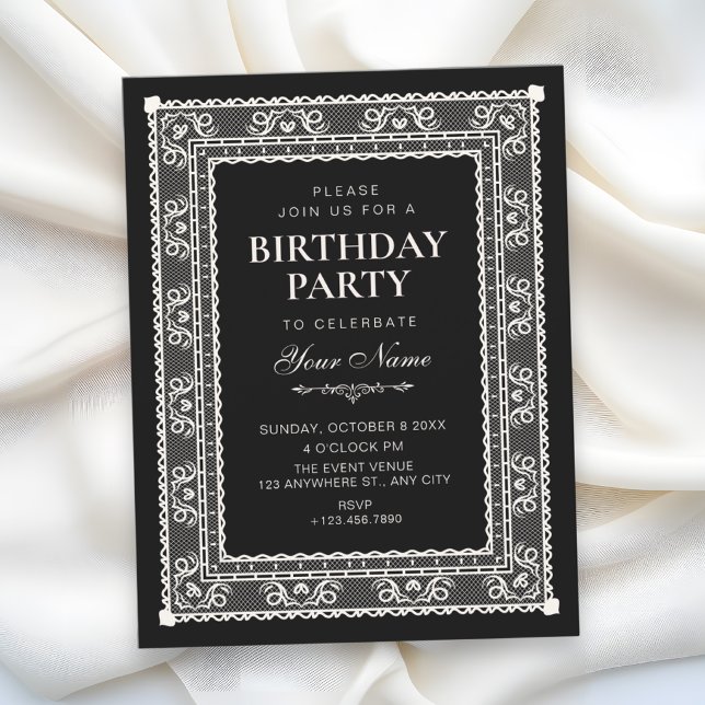 Black elegant birthday  invitation (Creator Uploaded)