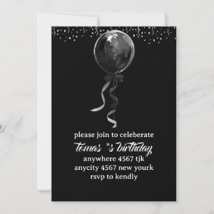 Black Elegant Birthday Invitation Video, Birthday