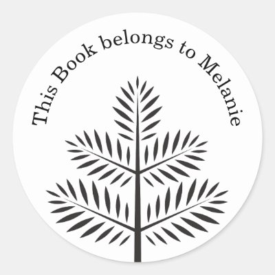 Black Elegant Botanical Tropical Branch Bookplate
