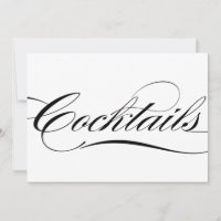 Black Elegant Calligraphy Cocktails Wedding Sign