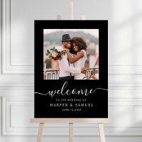 Black Elegant Calligraphy Photo Wedding Welcome