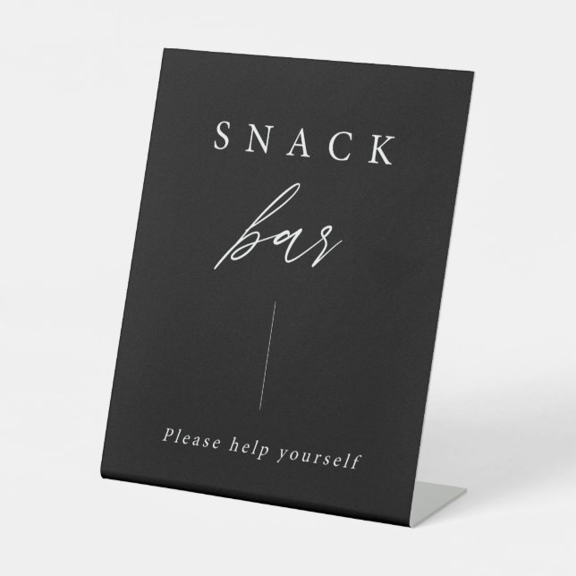Black Elegant Calligraphy Wedding Snack Bar Sign (Front)