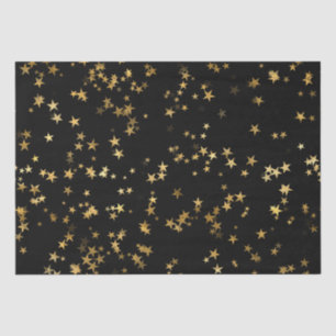 Black Elegant Celestial Starry Gold Stars Design Tissue Paper