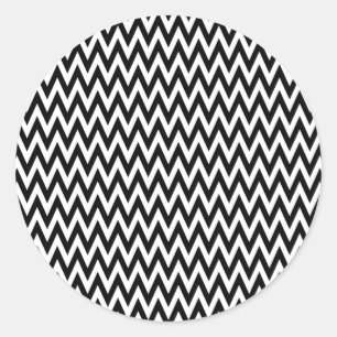Black Elegant Chevron Design Classic Round Sticker