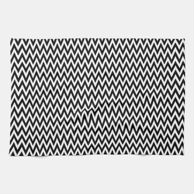 Black Elegant Chevron Design Kitchen Towel (Horizontal)