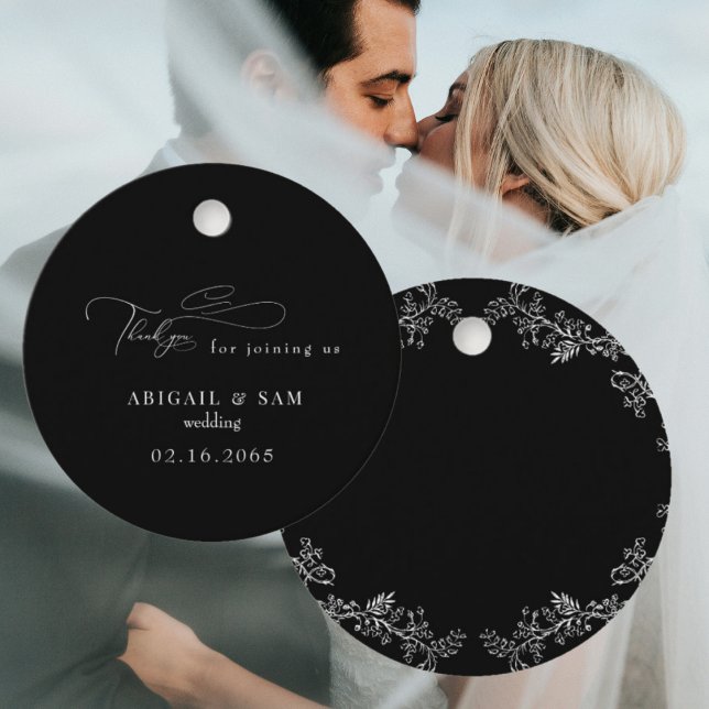 Black Elegant Chinoiserie Wedding Favour Tags (Creator Uploaded)