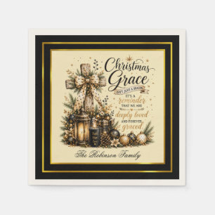 Black Elegant Christmas Christian Faith Napkin