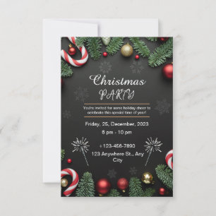 Black Elegant Christmas Party  Invitation