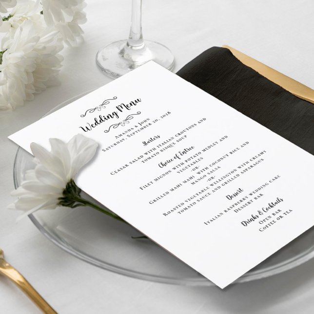 Black Elegant Classic Wedding Dinner  Menu (Creator Uploaded)