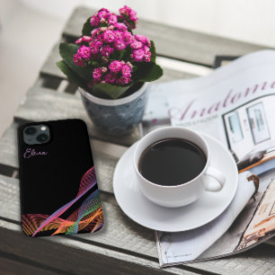 Black elegant colourful wavy  iPhone 13 case