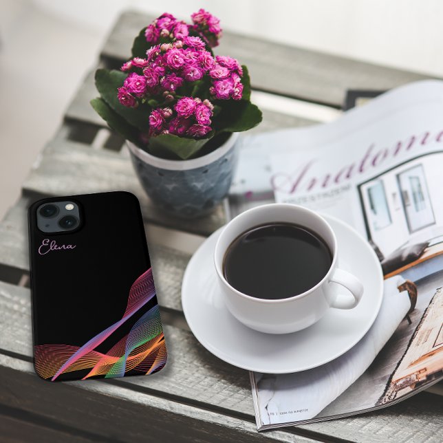 Black elegant colourful wavy  Case-Mate iPhone case (Creator Uploaded)