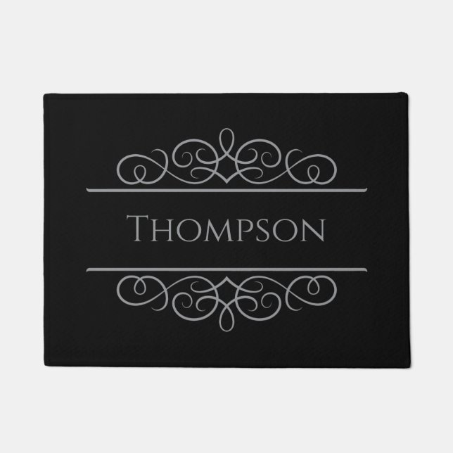 Black Elegant Custom Door Mat (Front)
