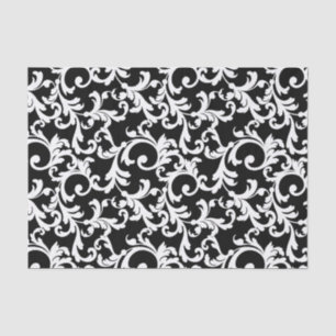 Black Elegant Damask Print Tissue Paper