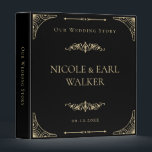 Black Elegant Deco Gold Retro Wedding Binder<br><div class="desc">Black Elegant Deco Gold Retro Wedding 3 ring binder. Matching items available.</div>