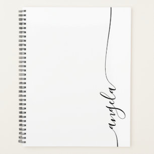 Black Elegant Delicate Signature Script Planner