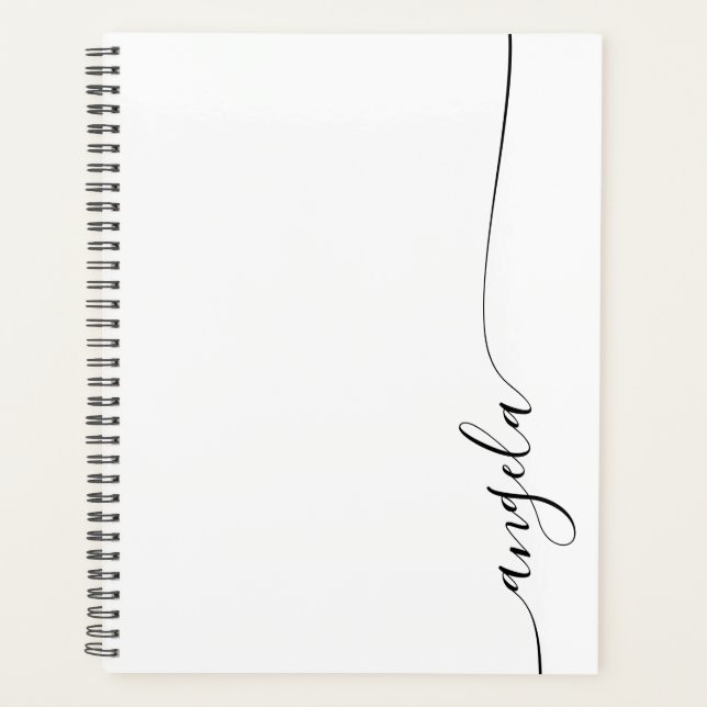 Black Elegant Delicate Signature Script Planner (Front)