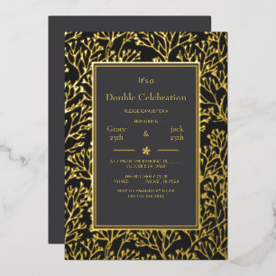 Black Elegant Double Celebration Birthday