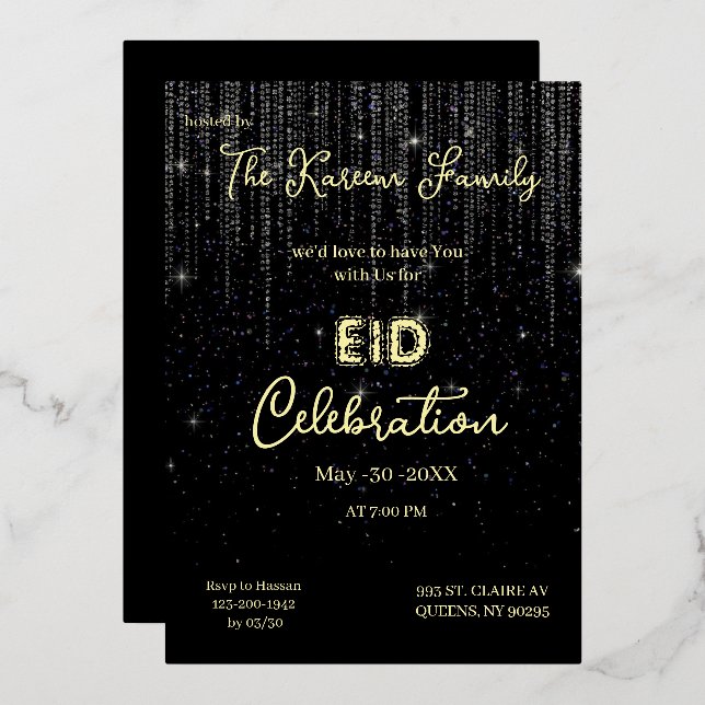 Black Elegant EId Celebration Eid Party Invitation (Recto/Verso)
