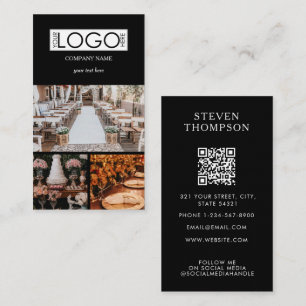 Black Elegant Event Planning Business 3 Photos Business Card