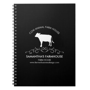 Black Elegant Farm Cow Silhouette Notebook