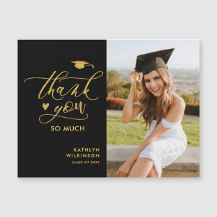 Black Elegant Gold Script Graduation Thank You