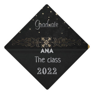 Black elegant graduation cap topper