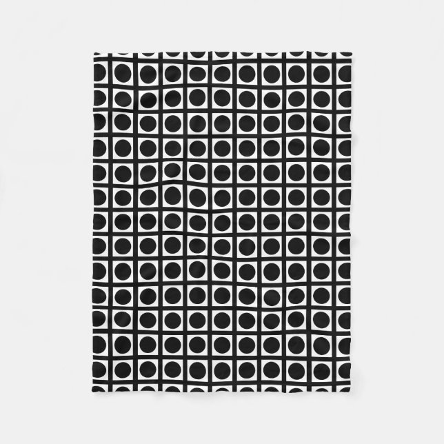 Black Elegant Grid Dots Fleece Blanket (Front)