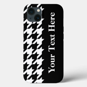Black Elegant Houndstooth with custom text iPhone 13 Case