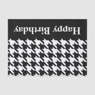 Black Elegant Houndstooth with custom text Tissue Paper
