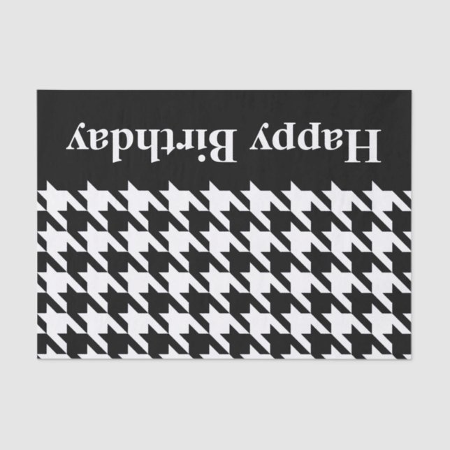 Black Elegant Houndstooth with custom text Tissue Paper (Front)