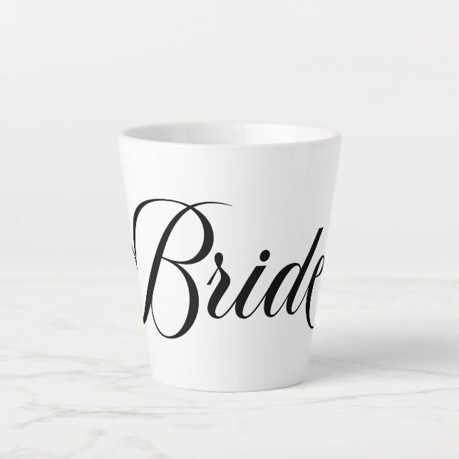 Black Elegant Lettering Bride Latte Mug (Front)