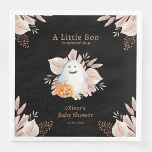 Black Elegant Little Boo Boho Ghost Baby Shower  Napkin