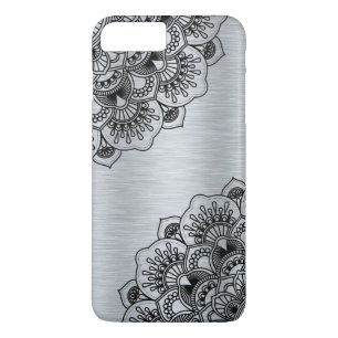 Black elegant mandala with silver metallic back Case-Mate iPhone case