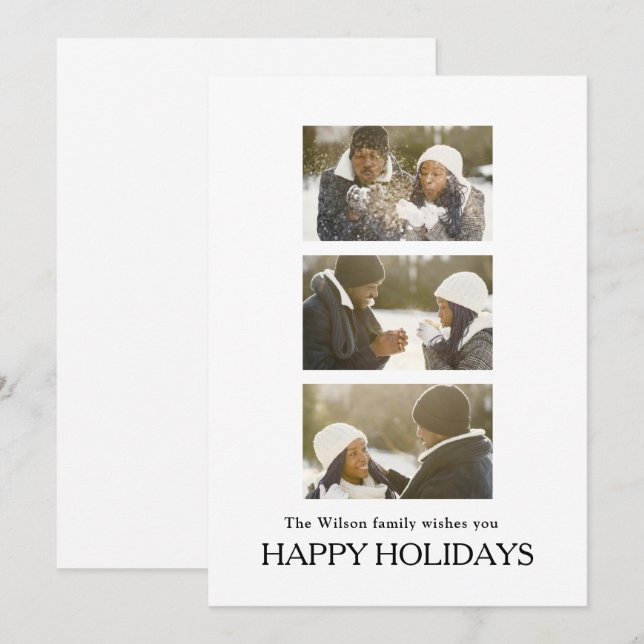 Black Elegant Merry Christmas Greeting Photo  Invitation (Front/Back)