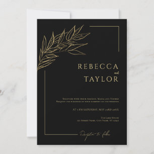 Black Elegant Minimal Wedding invitation