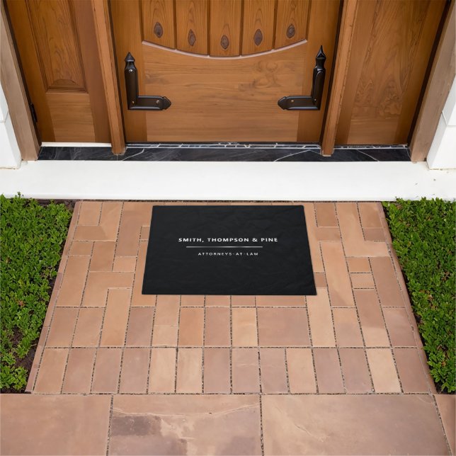 Black Elegant Modern Business Professional Custom Doormat (Outdoor)