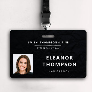 Black Elegant Modern Business Professional Photo Badge