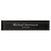 Black Elegant Modern Desk Nameplate