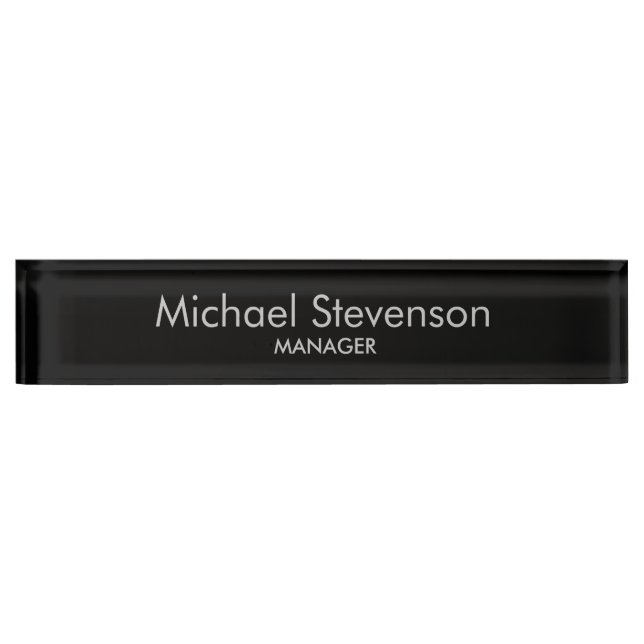 Black Elegant Modern Desk Nameplate (Front)
