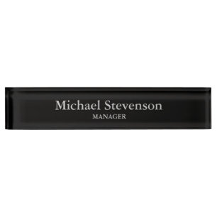 Black Elegant Modern Desk Nameplate